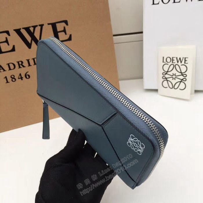 LOEWE錢包 122N89 頭層皮幾何錢包 羅意威原單長錢包  sl2056